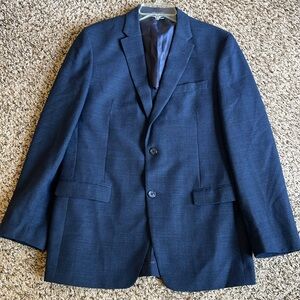 Tommy Hilfiger Wool Blend Navy Blue Windowpane Blazer Size 42R